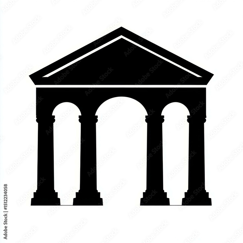 Fototapeta premium Architectural Portico Silhouette with Columns and Triangular Pediment Design for Monumental Structure