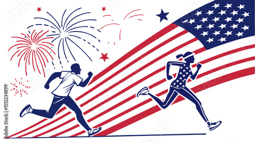 Motion graphic-inspired Fourth of July design capturing speed, energy, and patriotic celebration