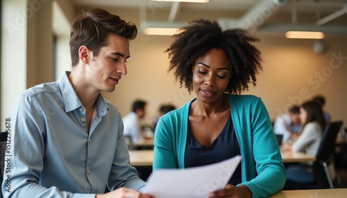 Professional collaboration in office environment with copy space