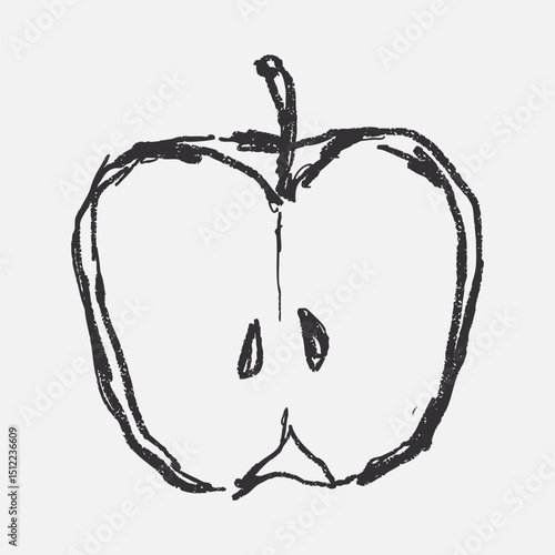 Doodle elements of fruit and vegetable, specifically a Apple