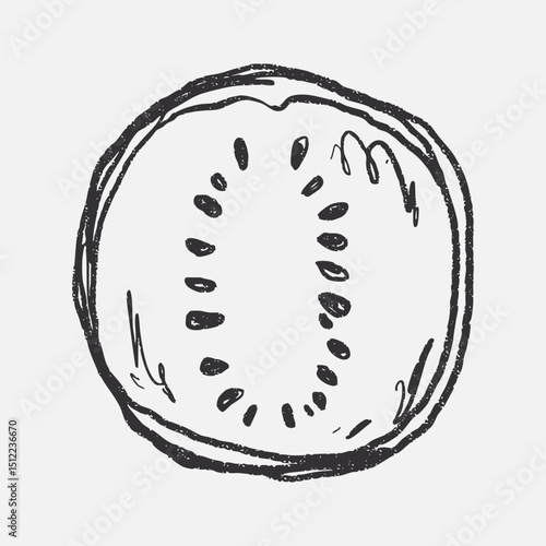 Doodle elements of fruit and vegetable, specifically a Watermelon
