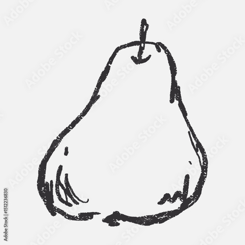 Doodle elements of fruit and vegetable, specifically a pear