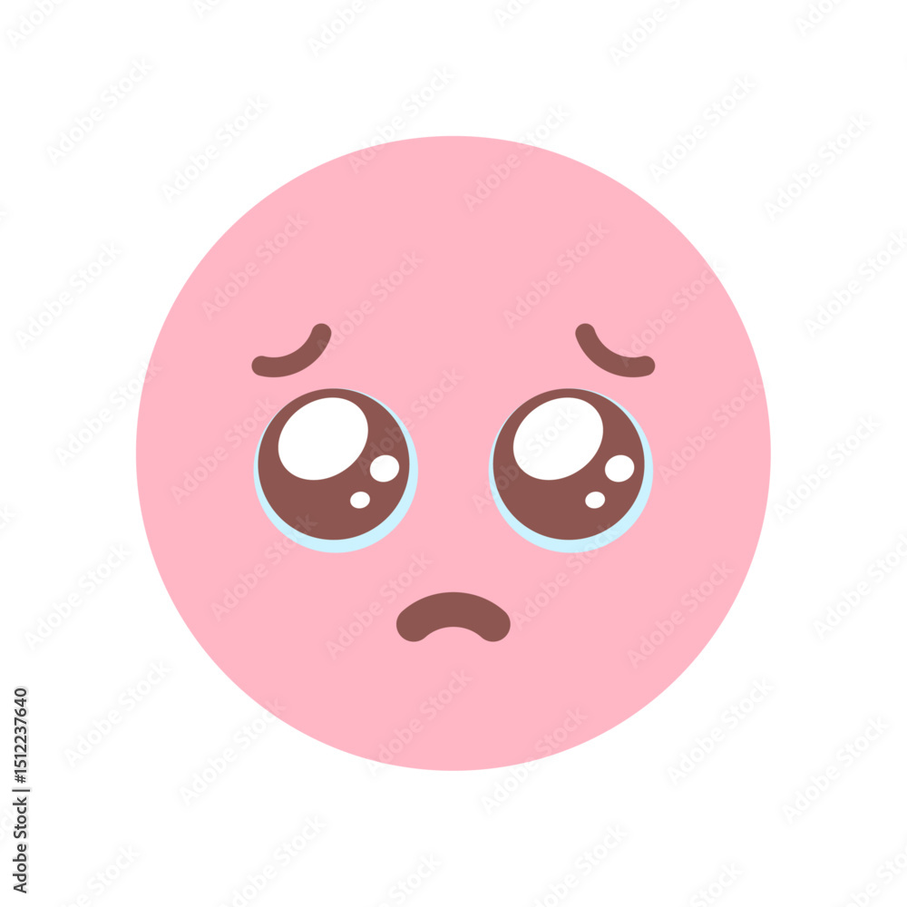 Fototapeta premium うるうるした涙目のぴえん顔のかわいい絵文字 - お願い・心配・悲しい感情の素材