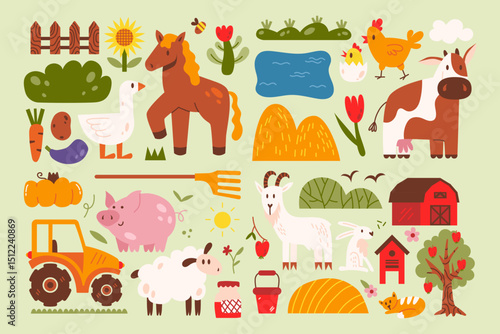 farm animals vector illustration