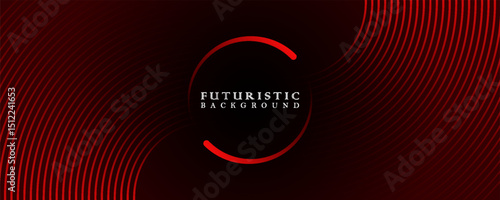 3D Red techno abstract background overlap layer on dark space with circle stripes shape decoration. Modern graphic design element future style concept for banner, flyer, card, web