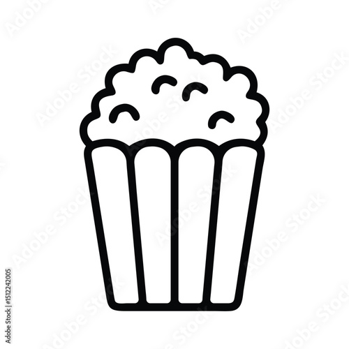 Popcorn icon in outline style for cinema, snacks, entertainment.