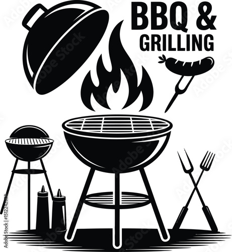 BBQ premium silhouette vector template