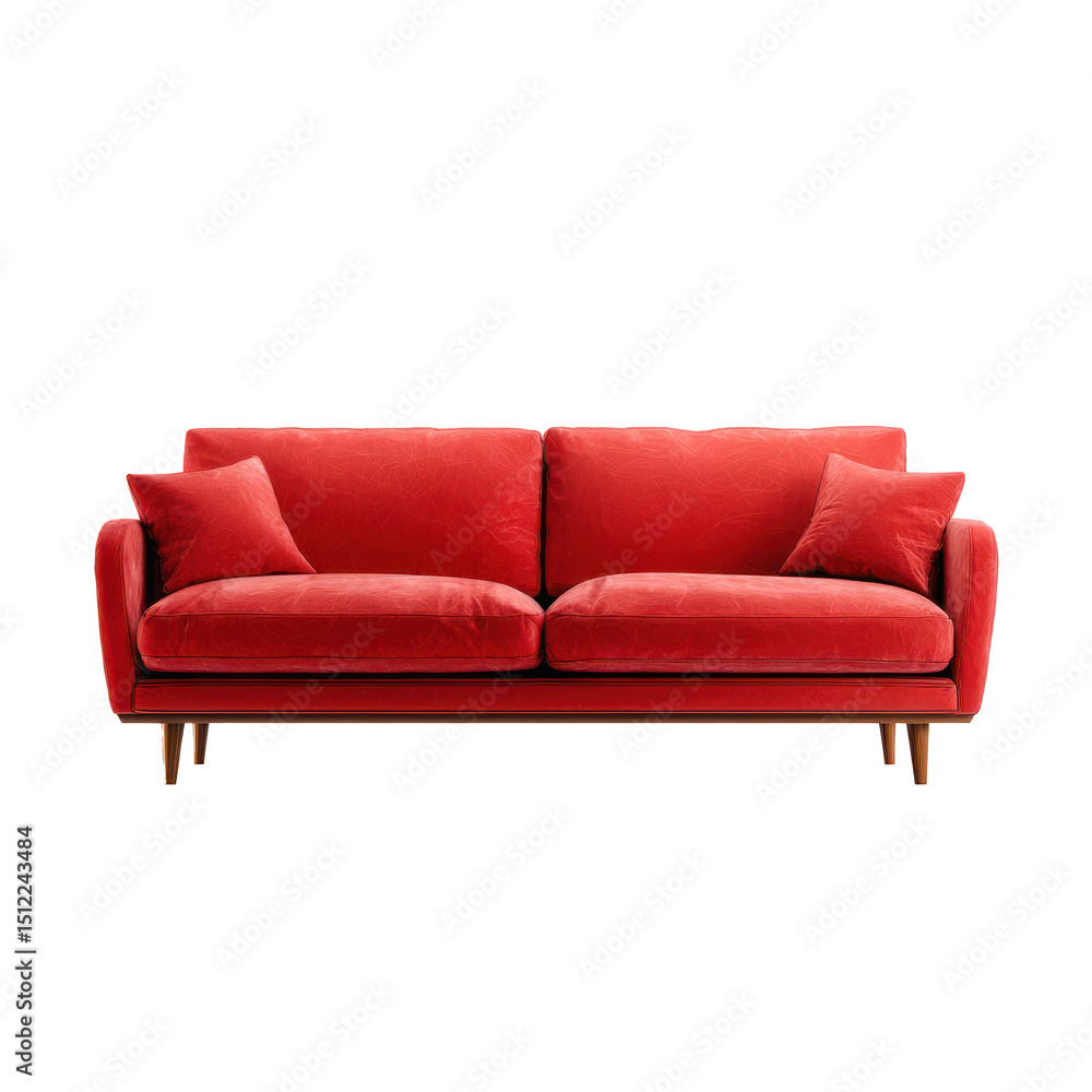 Fototapeta premium red sofa minimalist transparant background