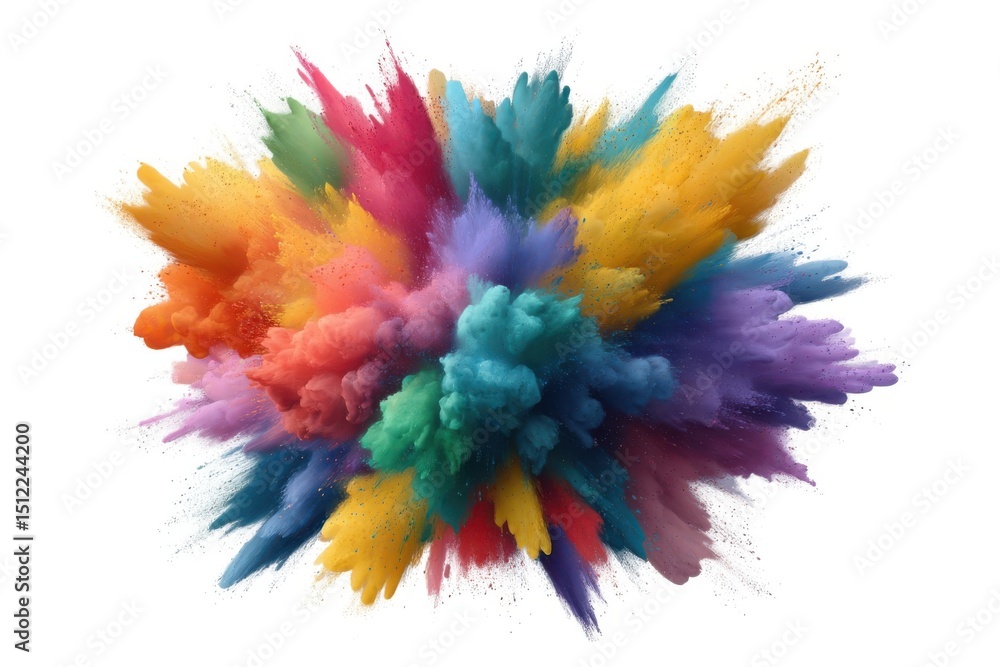 Obraz premium Vibrant rainbow color powder explosion isolated on white background