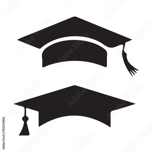Traditional Graduation Hat isolated on transparent background. Congrats Graduates concept. Graduation cap or Mortarboard icon symbol. 