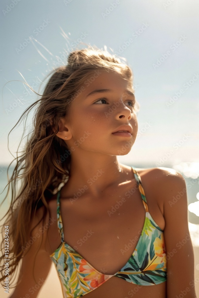 A girl in a swimsuit on the beach A girl in a swimsuit on the beach
