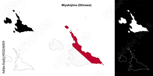 Miyakojima (Okinawa) outline map set