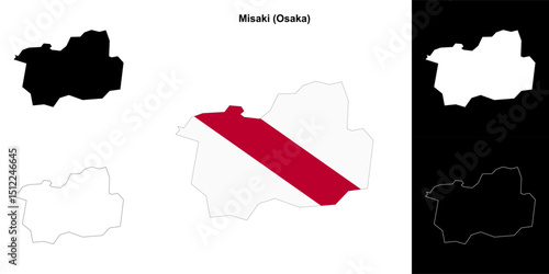 Misaki (Osaka) outline map set