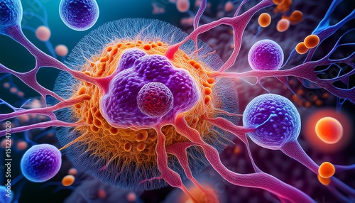 digital representation of car t cells targeting lymphoma cells vibrant and scientific lymphoma car t cell therapy for lymphoma