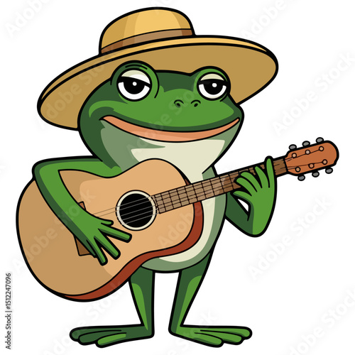 Frog mexican musician with guitar