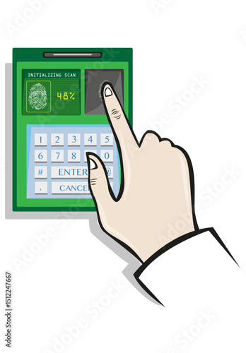 
Fingerprint Biometrics Technology concept. Editable Clip Art.