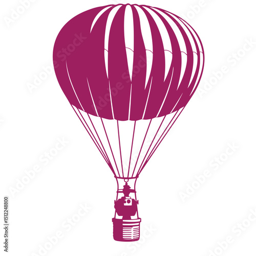 Hot air balloon silhouette vector graphic illustration design outline logo.