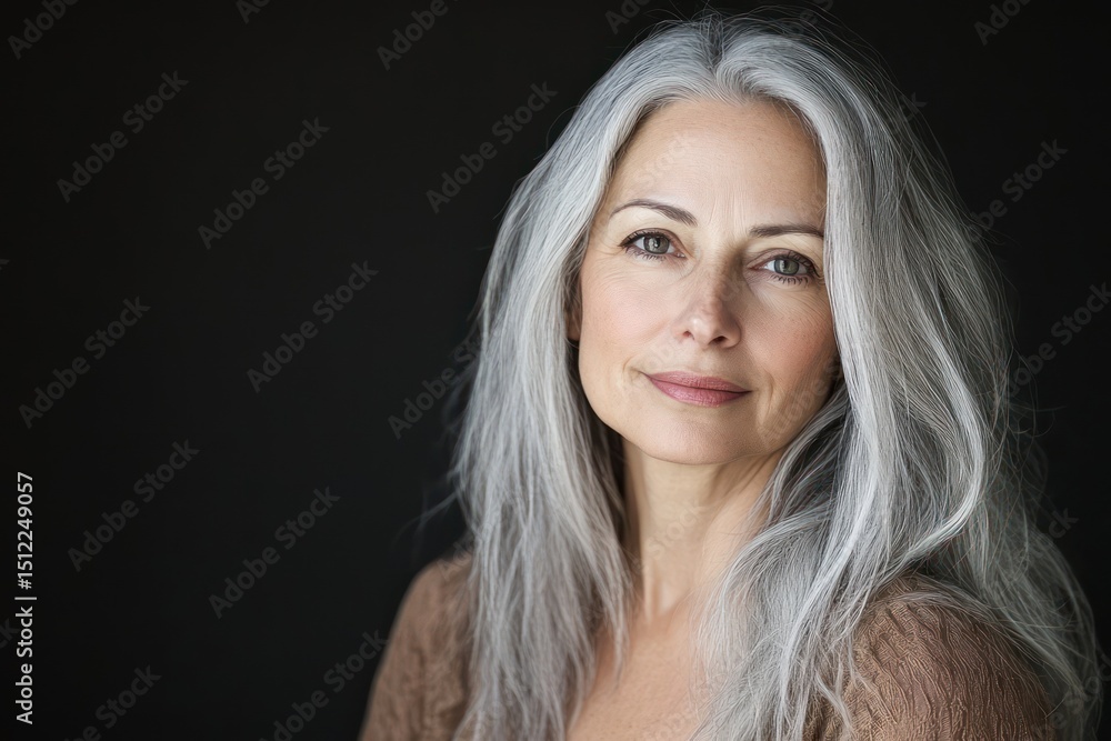 Naklejka premium Regrown gray hair roots on aging woman