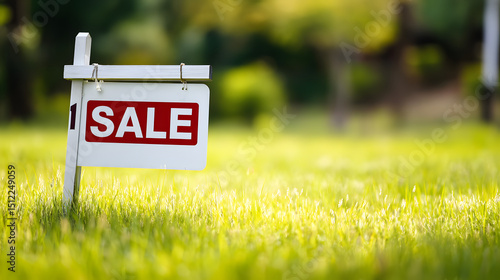 Wallpaper Mural Vibrant sale sign in a lush green field, conveying excitement and opportunity. Torontodigital.ca