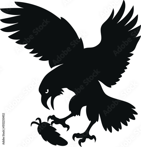Eagle flying silhouette vector illustration with tribal and wildlife art style