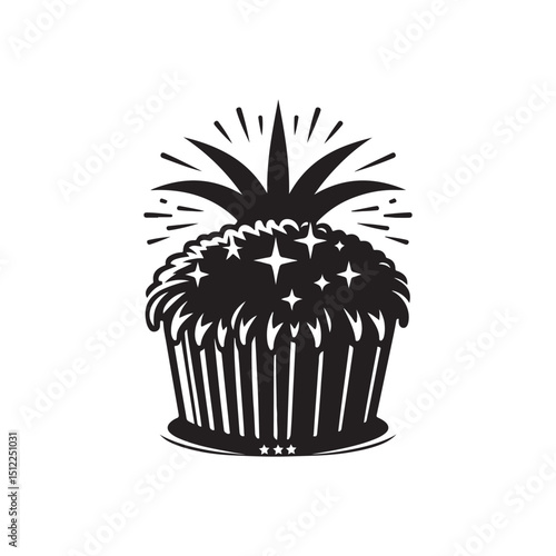 National Lamington Day Silhouette Vector Illustration, Solid White Background.