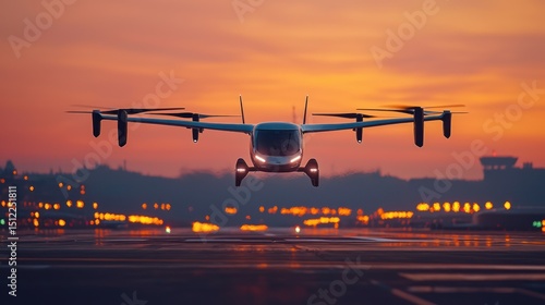 Wallpaper Mural Urban air taxi taking off at sunrise Torontodigital.ca