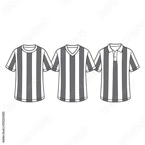 simple line art vector of jersey with three neck model variant