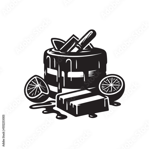 National Lamington Day Silhouette Vector Illustration, Solid White Background.