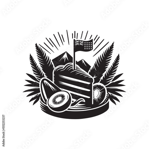 National Lamington Day Silhouette Vector Illustration, Solid White Background.