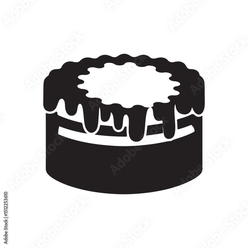 National Lamington Day Silhouette Vector Illustration, Solid White Background.