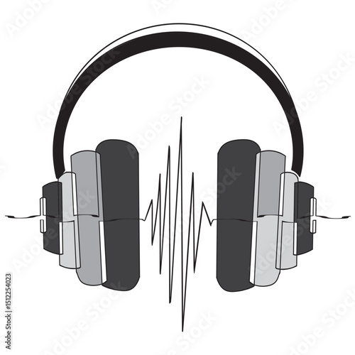  continuous line drawing Headphone icons Headset sign and symbol