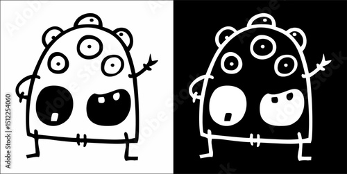 Monster cute hand drawn cartoon vintage style vector