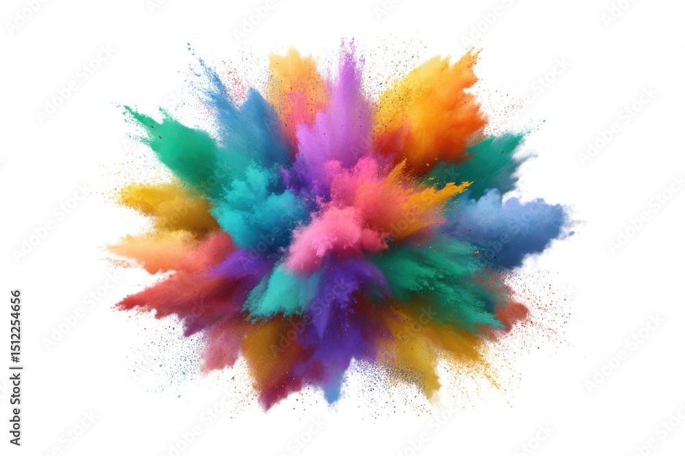 Vibrant rainbow color powder explosion isolated on white background Vibrant rainbow color powder explosion isolated on white background