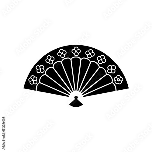 creative details Outline silhouette traditional hand fan icon vector illustration