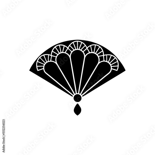 creative details Outline silhouette traditional hand fan icon vector illustration