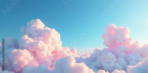 Vast expanse of soft, cotton-candy clouds against a tranquil azure sky , landscape, serene
