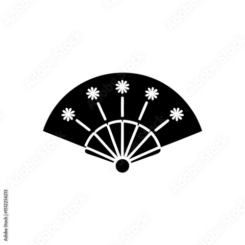 creative details Outline silhouette traditional hand fan icon vector illustration