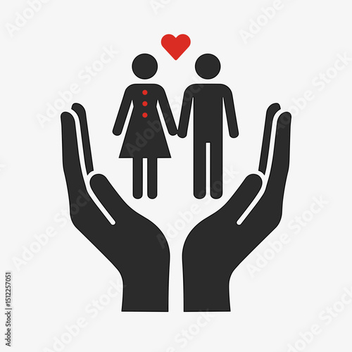 Hands holding couple symbolizing love and protection  