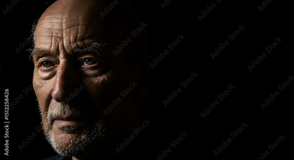 Older Man Portrait with Dramatic Lighting Older Man Portrait with Dramatic Lighting