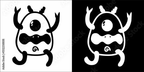 Monster cute hand drawn cartoon vintage style vector