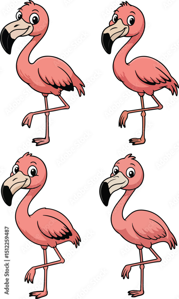 Obraz premium Cute flamingo standing pose vector illustration