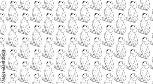 Seamless Hand Drawn Cocker Spaniel Breed Dog Puppy Pet Pattern