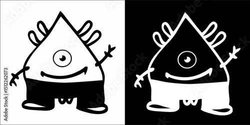 Monster cute hand drawn cartoon vintage style vector
