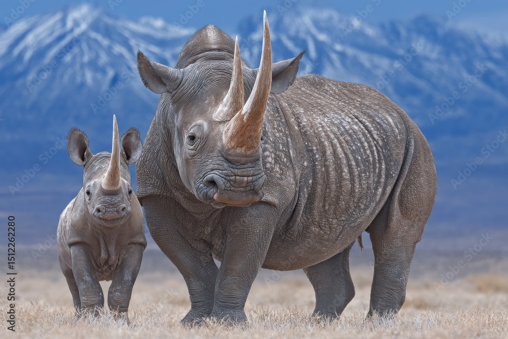 Fototapeta premium Kenya, Africa is where white rhinoceros can be found in their natural habitat