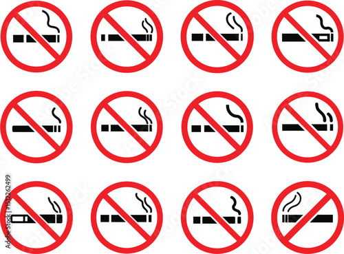 No smoking sign variations vector icons. Free Download No smoking sign variations vector icons. - GFXLoad