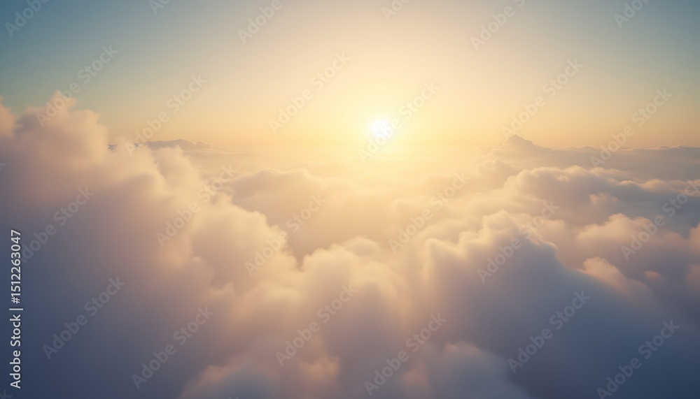 Obraz premium a dreamy cloudscape with golden rays of sunlight and open space