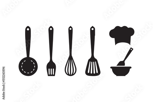 Stylish chef hat illustrations culinary art design