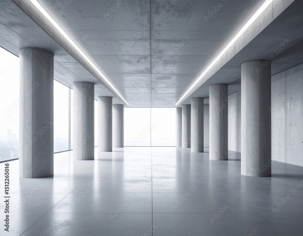Fototapeta premium Minimalistic concrete interior with columns