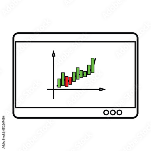 Analyzing Financial Data Chart on Computer Monitor Displaying Stock Market Trends