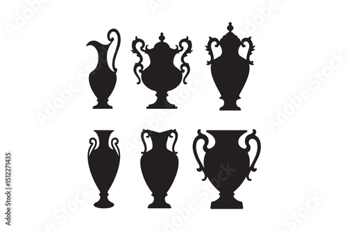 Antique Vase and Jug Silhouettes Classic Decorative Vector Collection